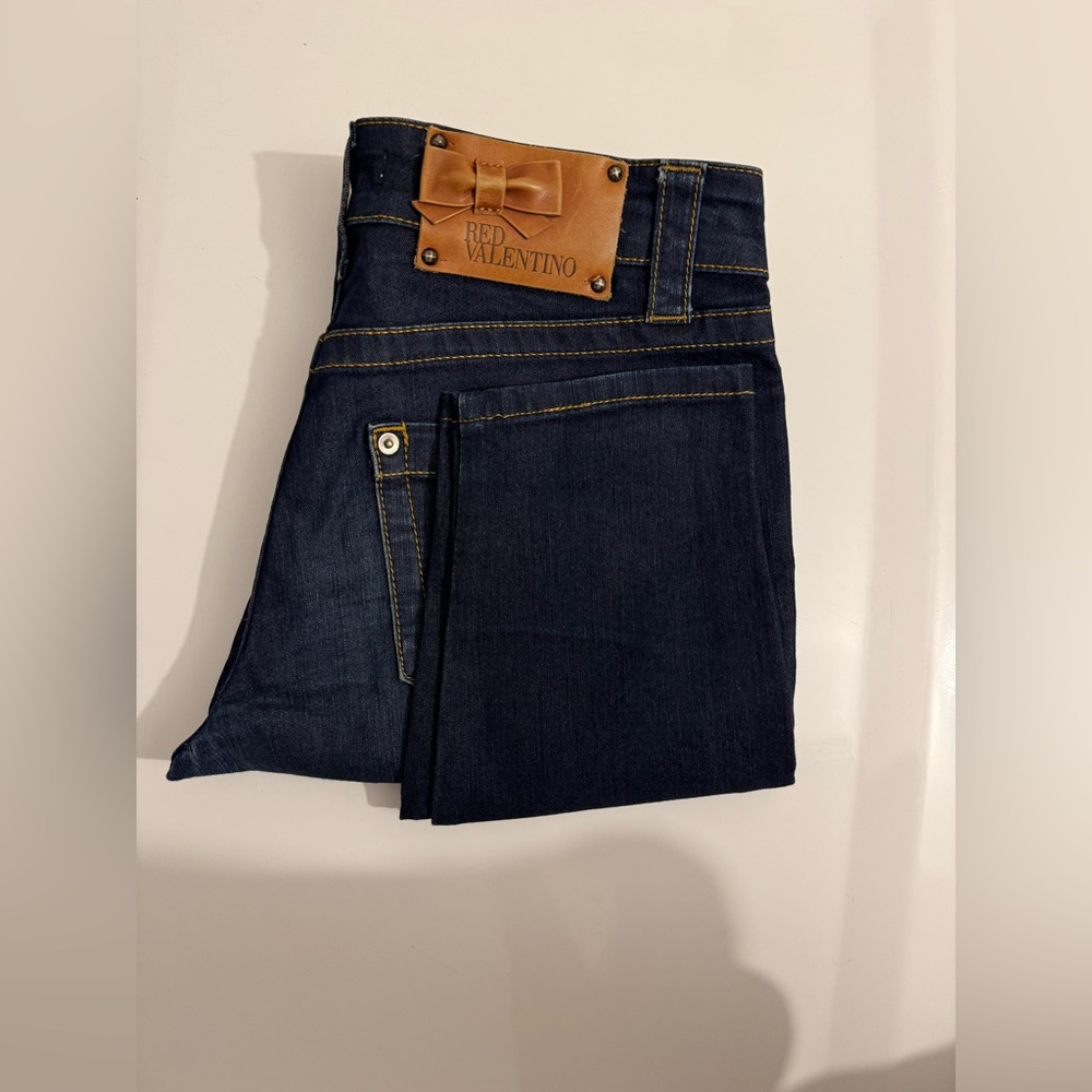 Red Valentino Jeans with leather Bow detail on the back